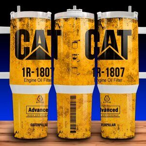 40oz CAT Caterpillar 1R-1807 Yellow Lube Oil Filter Distressed Cup Mug Tumbler
